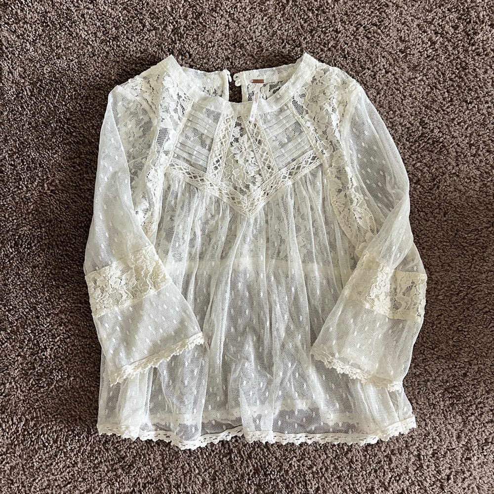 Free People White/Cream Lace Top